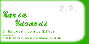 maria udvardi business card